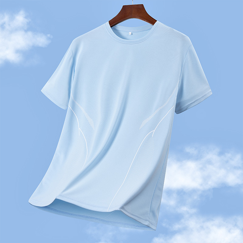 Nuevos productos de secado rápido camiseta de manga corta para hombres de mediana edad verano hielo de media manga suelta acondicionamiento transpirable correr camisa deportiva