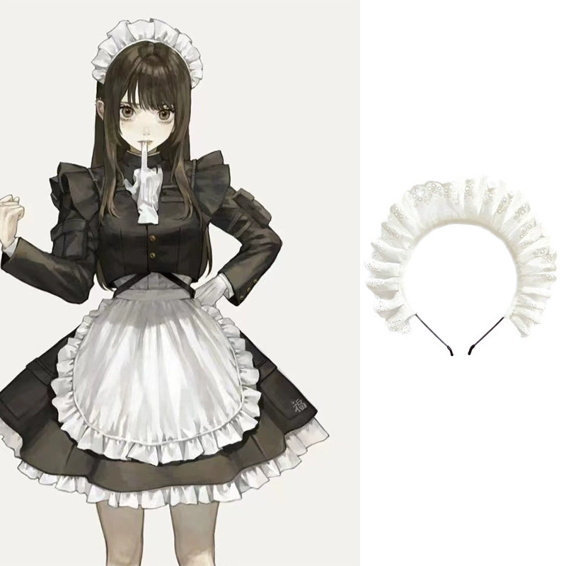 Симпатичные японские головные уборы горничной Lolita lo мама повязка для волос косплей горничной обруч для волос кружевной повязки для волос