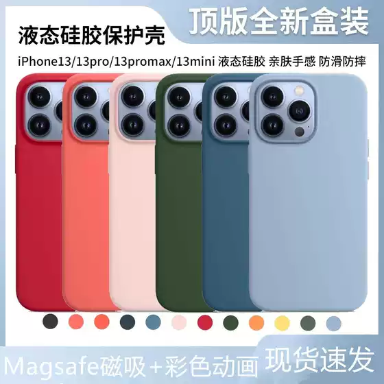 Suitable for Apple 13 Liquid Silicone Mobile Phone Case Iphone13Promax Magnetic Animation 13Mini Protective Cover