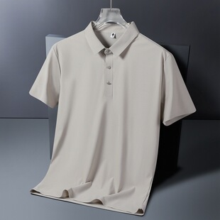Ice Silk Traceless Polo Shirt Short-sleeved Men's Summer Light Luxury High-end T-shirt Collar Men's Sun Protection Casual Men's T-shirt