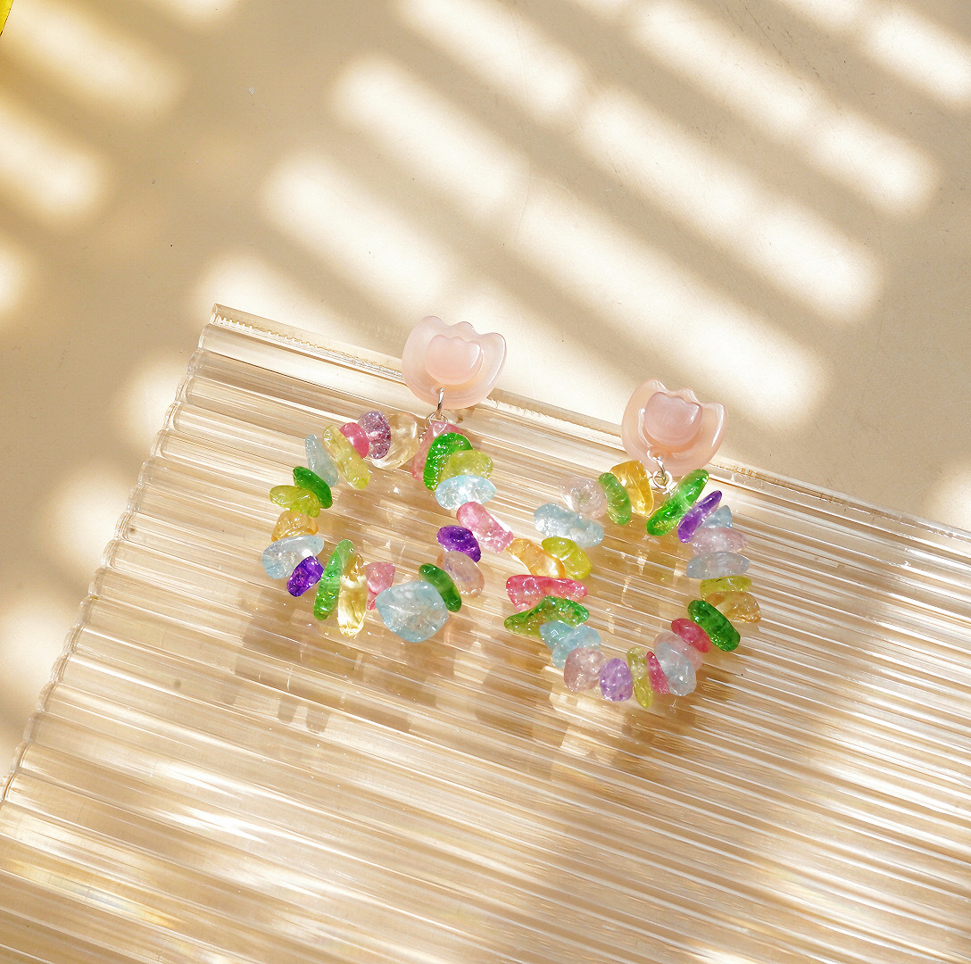 1 Pair Sweet Floral Mixed Materials Drop Earrings display picture 5