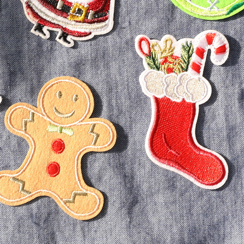 コンピュータ刺繍マーククリスマススパンコール雪だるまダウンジャケット補修破れ穴パッチ装飾デカール刺繍布パッチ|undefined