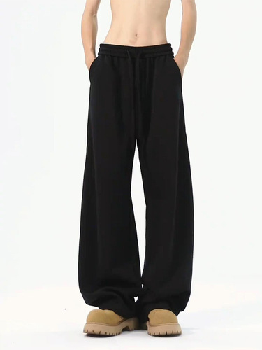 American-style Fleece-lined Sweatpants for Men—New Autumn/Winter Design, Drapey Straight-leg Wide-leg Pants—Cleanfit Sports & Casual Long Pants