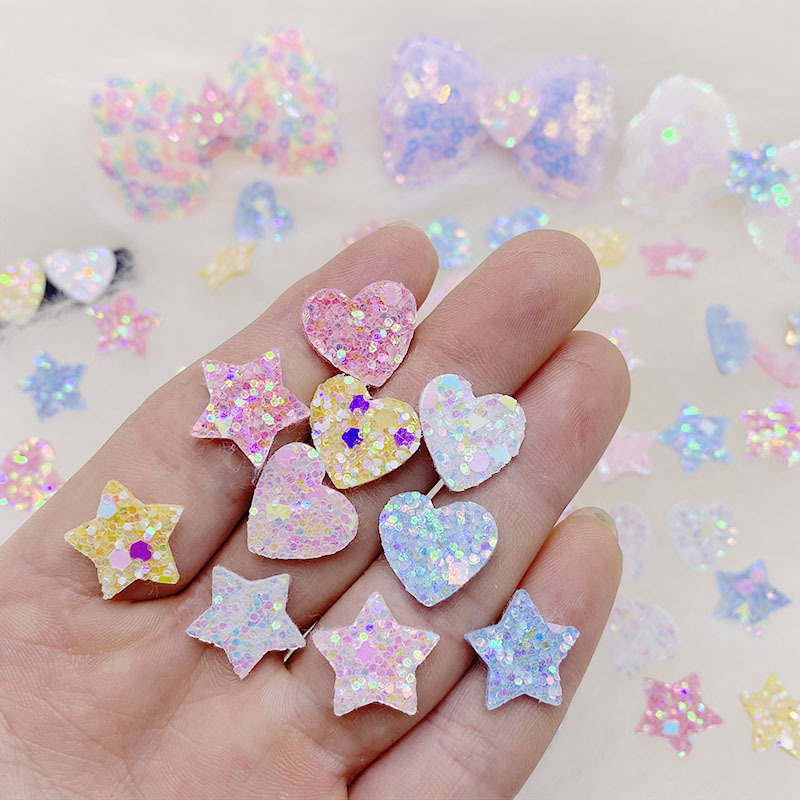 1.5cm gold powder bright five-pointed star peach heart nail art material children's hair clip accessories love handmade diy small jewelry
