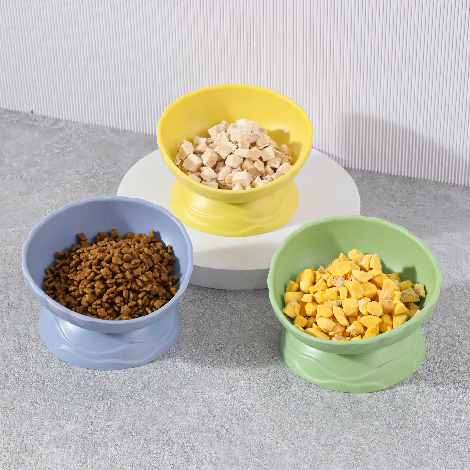 Arroz seco para mascotas, agua potable, cuenco para gatos, porcelana de imitación original, fibra de bambú, cuenco de concha ajustable, cuenco de comida para gatos, suministros para gatos
