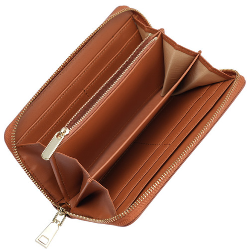 Cross-border new oil wax texture cowhide women's zipper wallet long genuine leather large capacity handbag long purse 