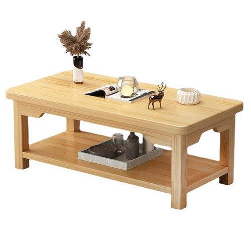 简约现代双层实木茶几桌子简易中式小户型长方形家用客厅经济茶桌