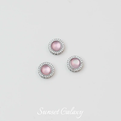 Zərgərlik ara hissələri Pendant Handmade DIY Beaded - sakura-pink-white-k-round-one98x98mm
