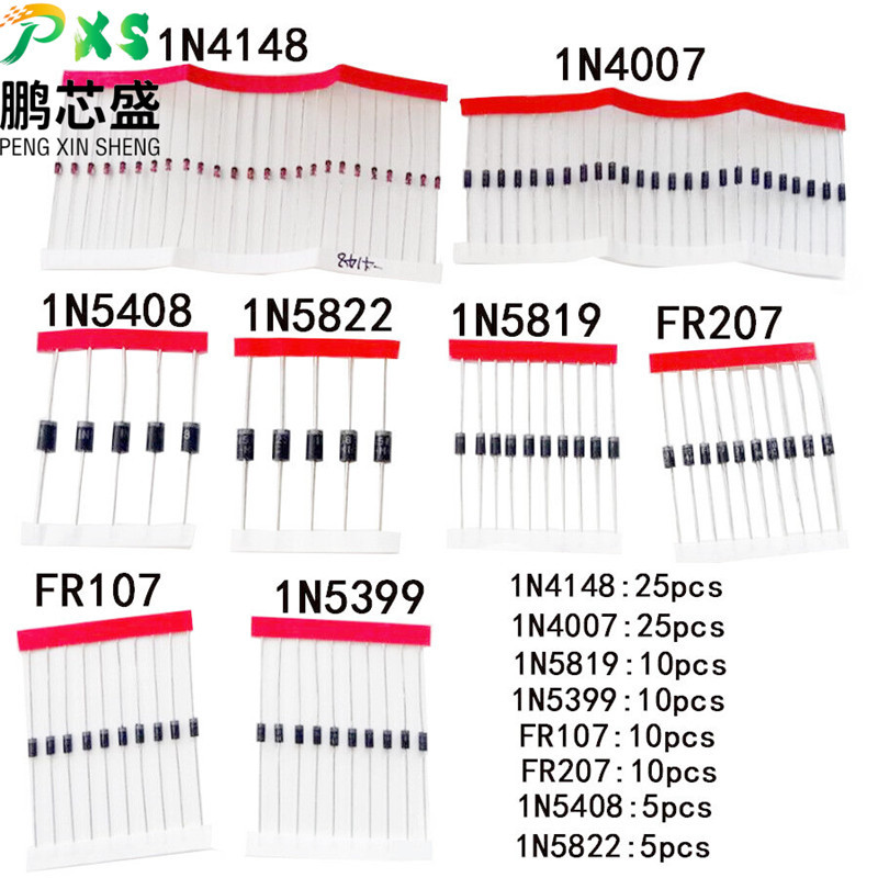 Straight plug -in diodes 1N4148 1N4007 FR107 1N5408 1N5822 and 8…