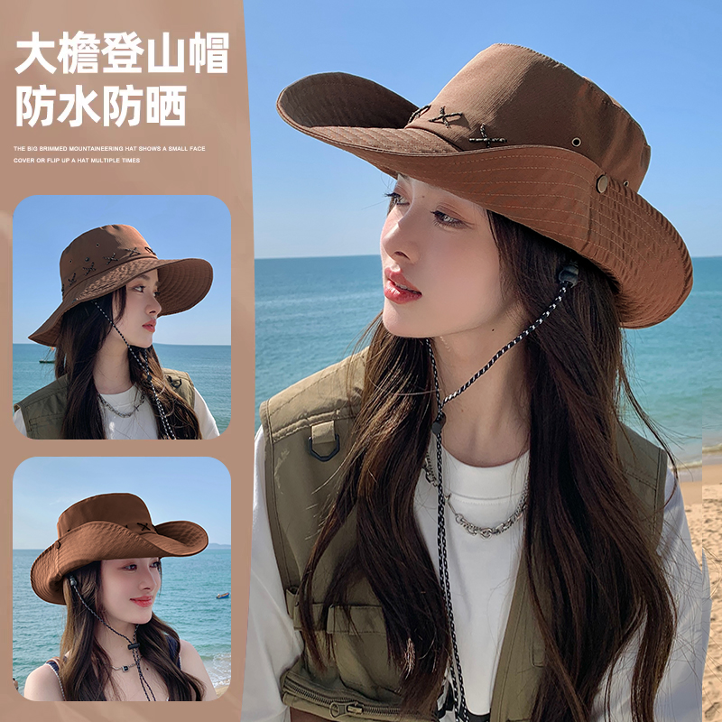 Summer travel retro denim sun hat outside climbing for hiking, sun protection