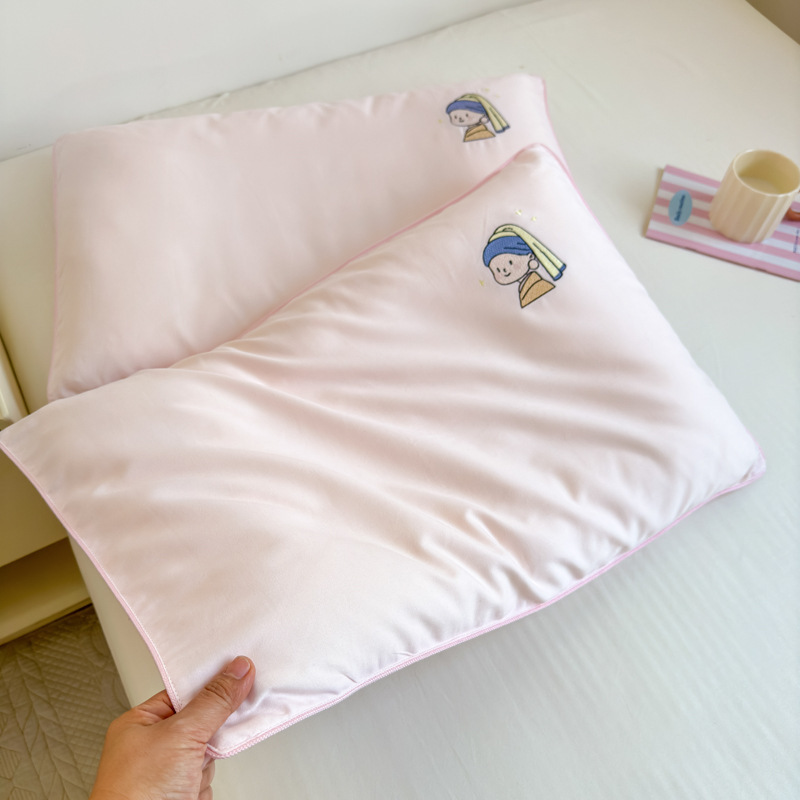 ハイエンドクラス A 100 カウント純綿枕カバー刺繍綿枕カバーシングルかわいいベビーシングル小さな枕カバー|undefined