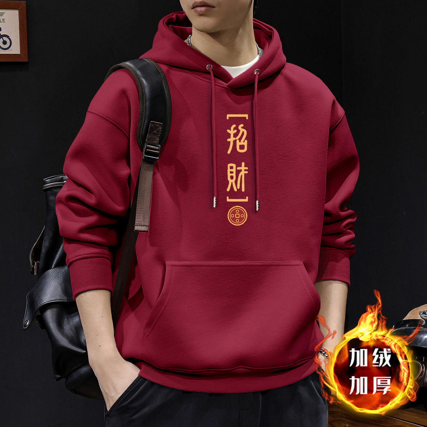 420g pesado chaqueta con sombrero hombre marca de moda de otoño estilo retro americano de alta tendencia guapo chaqueta con sombrero de otoño