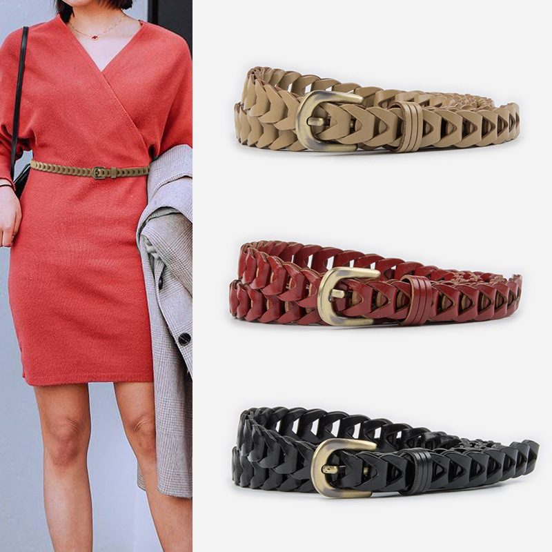 Woven Retro Women's Belt with Sweater, Skirt, Jeans, Women's Belt, Women's Holeless Belt, Dropshipping
