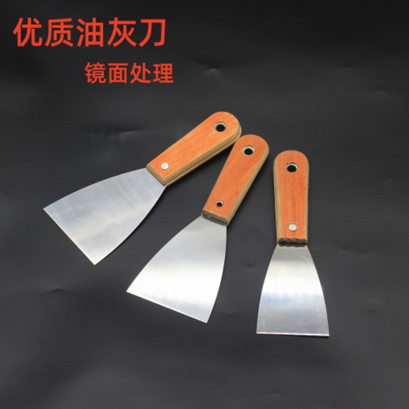 木柄油灰刀双夹镜面清洁铲刀刮刀加厚腻子刀填缝铲刀灰刀