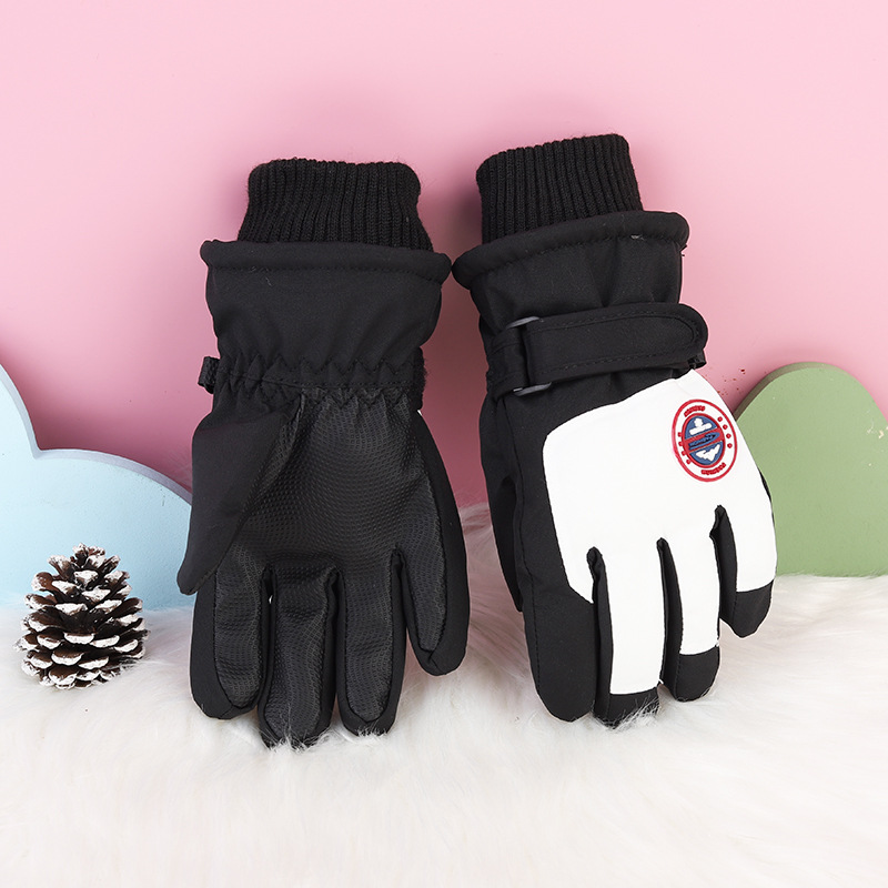 Hombres y mujeres niños adultos invierno blanco caliente esquí impermeable antideslizante pantalla táctil de vello guantes de bicicleta eléctrica invierno