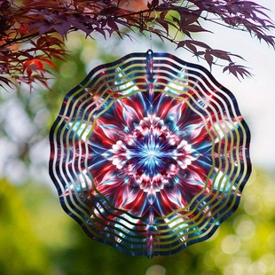 A 10inch Metal Rotating Mandala Wind Chime with an Beautiful Sculptural Design and 360 ° Rotate