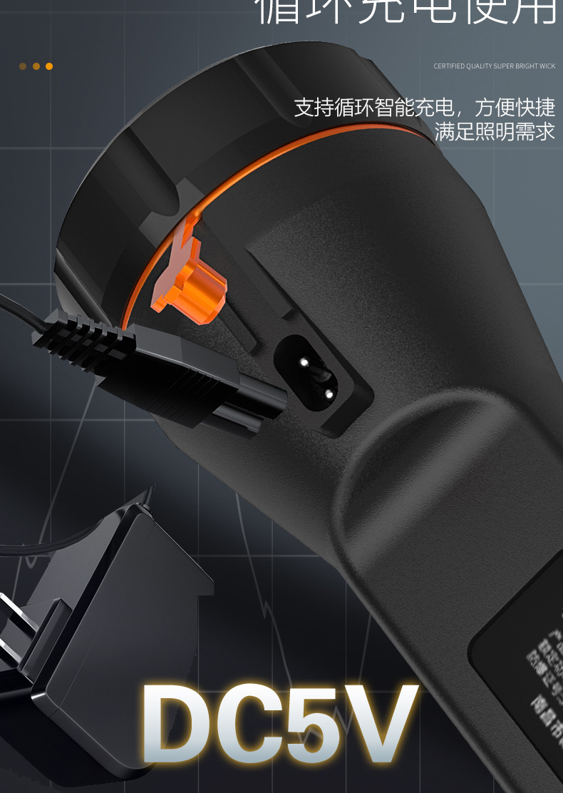 Bouguignon Explosion-Proof Flashlight for Shipyard Sandblasting and Painting, Rechargeable Fire Inspection Led Light with Explosion-Proof Strong Light