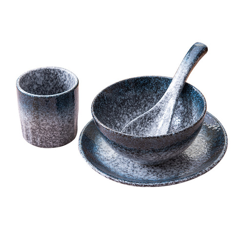 Hotel tableware four-piece Japanese-style ceramic one-person dinnerware set hot pot countertop restaurant hotel bowls and plates