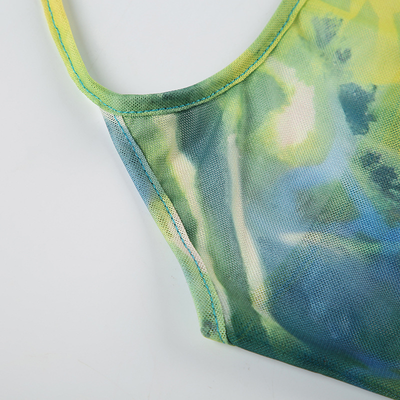 Tie-dye Printing Mesh See-through Camisole 3
