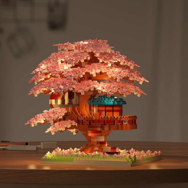 Compatible con Lego Sakura Tree House Street View Bloques de construcción Flor eterna Decoración en macetas Juguetes educativos para niños Regalo para niñas