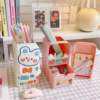 Cartoon cute pens holder for elementary school students, capacious table fashionable storage system, universal pencil case