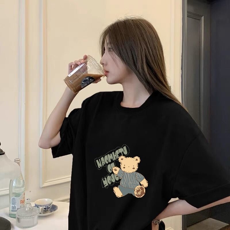 T95 Cotton Trendy American-Style Black Short-Sleeve T-Shirt for Women, Summer 2026 New Loose Design Niche Half-Sleeve Top T95 Cotton Trendy American-Style Black Short-Sleeve T-Shirt for Women, Summer 2026 New Loose Design Niche Half-Sleeve Top