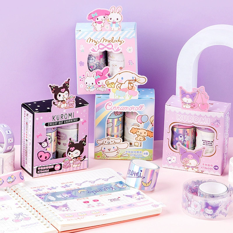 Портативная касса Гроба KT86505 Sanrio подлинная авторизированная ручная лента 8 рулонов набор ленты для переноса на бумагу лазерная лента