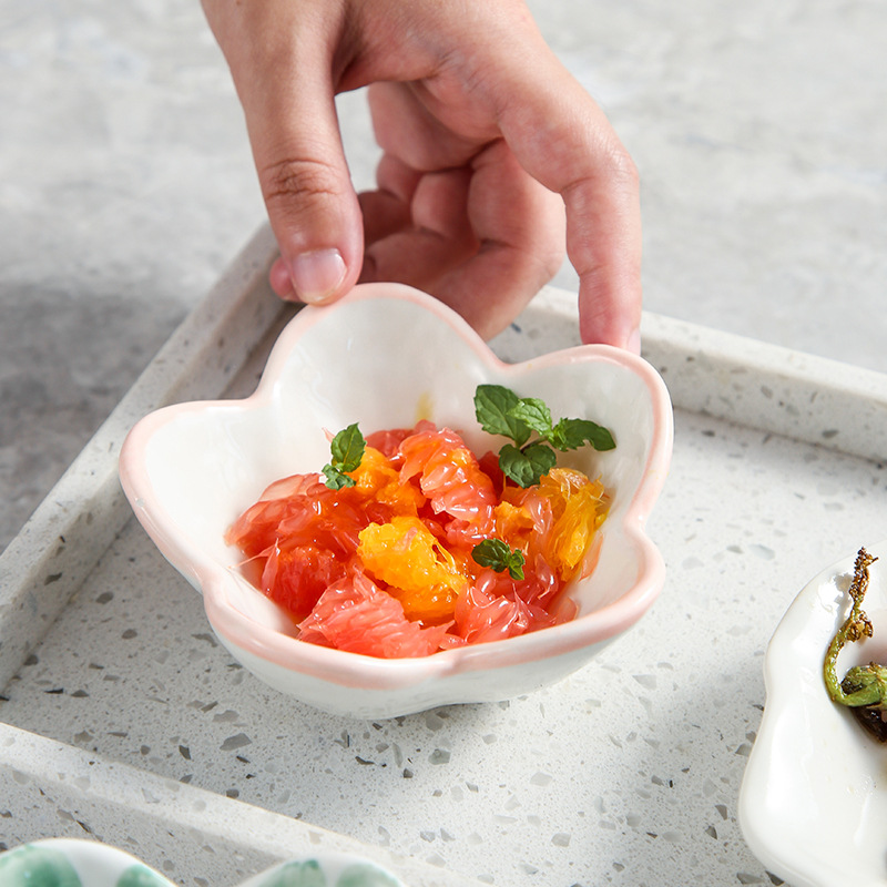 Plato de condimento de cerámica de dibujos animados transfronterizos japoneses ins Plato de sabor lindo creativo Plato de salsa y vinagre Plato de salsa Plato de salsa de soja de mostaza