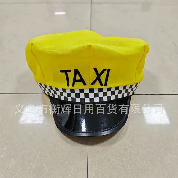 Cross-Border Carnival Halloween Embroidered Taxi Taxi Driver Big-Brimmed Hat Role-Playing Party Festival Adult Hat