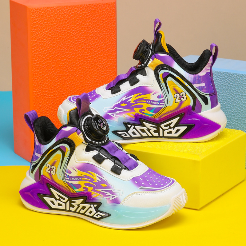 Basketball Shoes For Children Anti-slip Leather Training Trainers_voghion.com