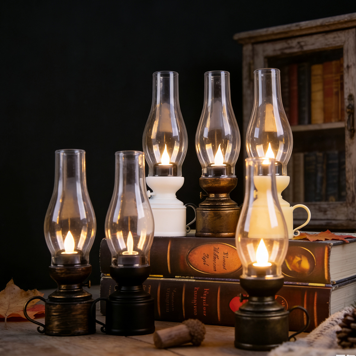 Lámpara de queroseno retro LED lámpara de vela electrónica de simulación de lámpara de aceite nostálgica decoración de la atmósfera de escritorio de decoración de lámpara de noche