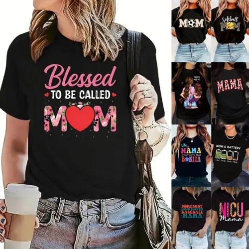 Women's Mother's Day Short Sleeve Round Neck T-Shirt on eBay - US Women's Fashion Independent Store with Free Shipping