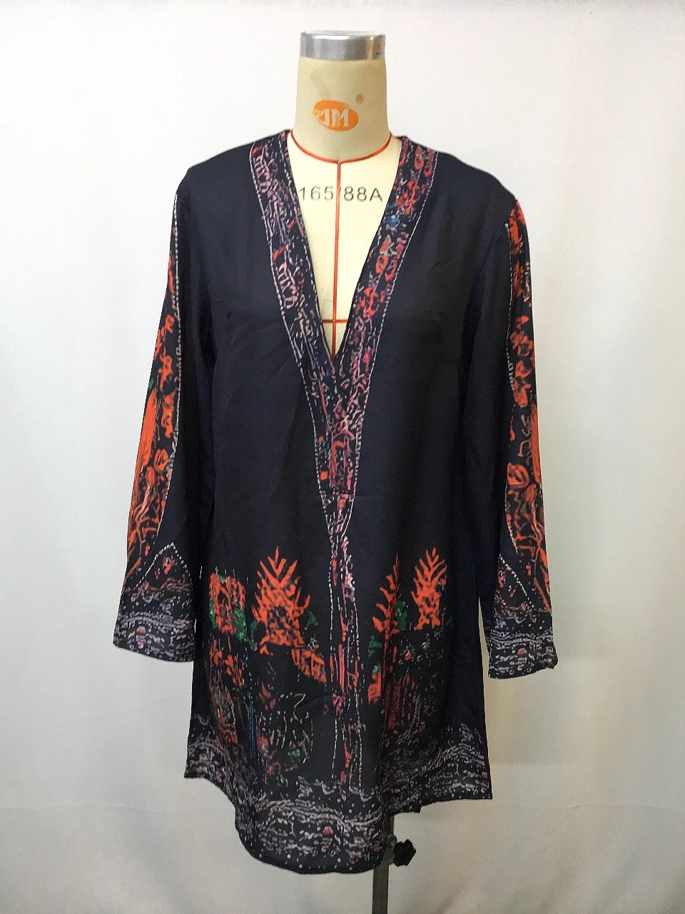 Spring And Autumn Long Dress With Long Sleeves, V-Neck, Retro Ethnic Style, 3D Printed Dress_ecoleips.com
