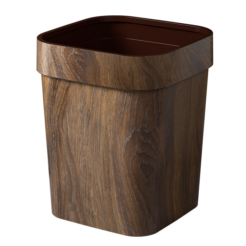 Cocina baño dormitorio gran capacidad de alta visualización simple canasta de papel sala de estar cuadrada creativa madera basura