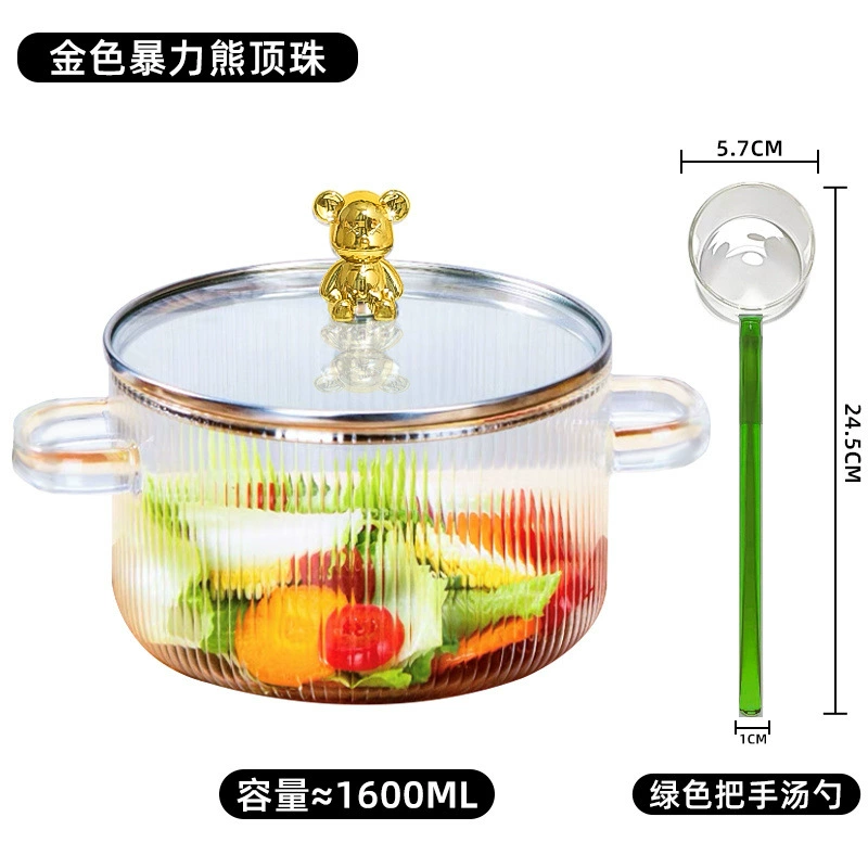 Каменная посуда? wait careful: It says high borosilicate glass pot open flame gas direct burning multifunctional instant noodles bowl double ear soup pot stew pot factory foreign trade
