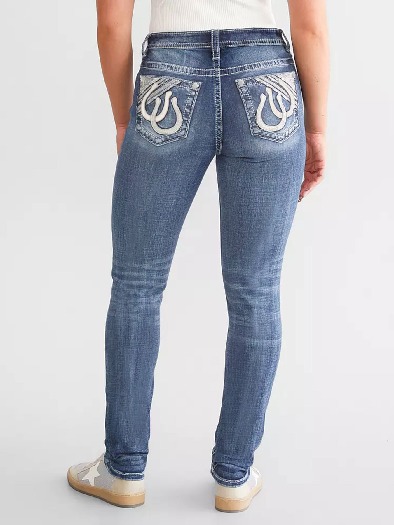 Women's Slim Fit Embroidered Jeans - Stretch Denim Pants With Floral Stitching (Blue, Sizes S-Xxl) ​Breathable Cotton Blend_ecoleips.com
