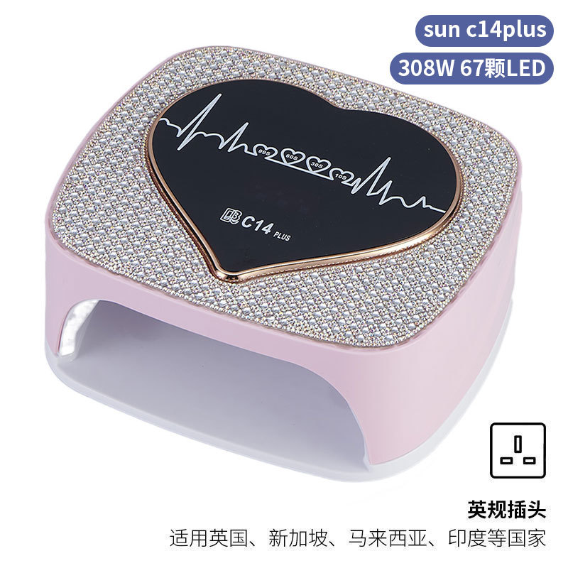 Lámpara de manicura inteligente de alta gama de luz de terapia de diamante 256W de alta potencia de pegamento de vinilo lámpara de horneado de dos manos secador de uñas transfronterizas