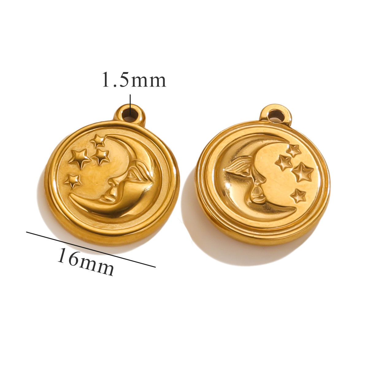 Retro europeo y americano de acero inoxidable sonriente cara Sol Luna colgante titanio acero DIY colgante collar accesorios hechos a mano