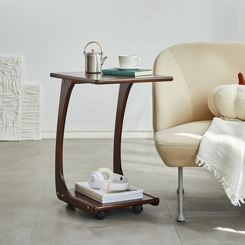 Solid wood sofa side table small coffee table black walnut living room balcony small apartment side table movable minimalist modern corner table