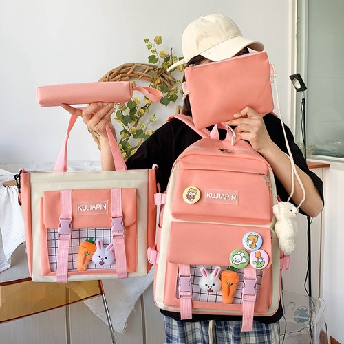 School bag for female junior high school students, Korean version of cute Harajuku elementary school student backpack, high school large capacity ins style backpack