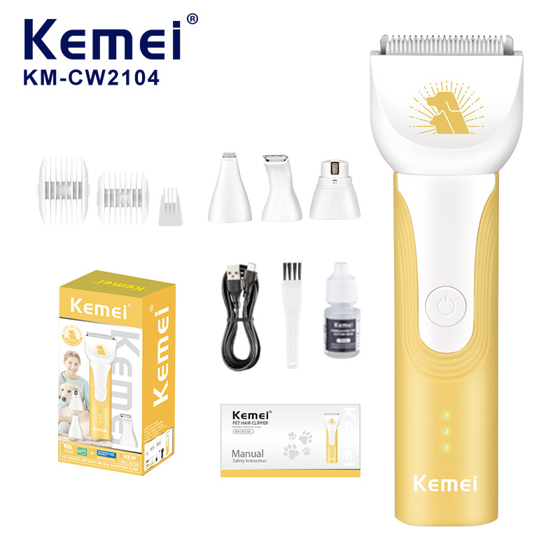 Kemei Pet Electric Shear transfronterizo KM-CW2104 afeitador doméstico para perros y gatos, recortador de modelado silencioso profesional