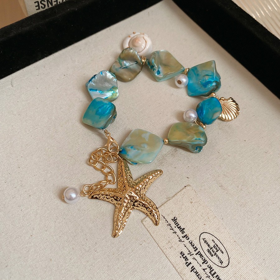 Concha estrella de mar collar de concha playa playa playa vacaciones temperamento temperamento cadena de clavícula moda de nicho europeo y americano accesorios de todo fósforo