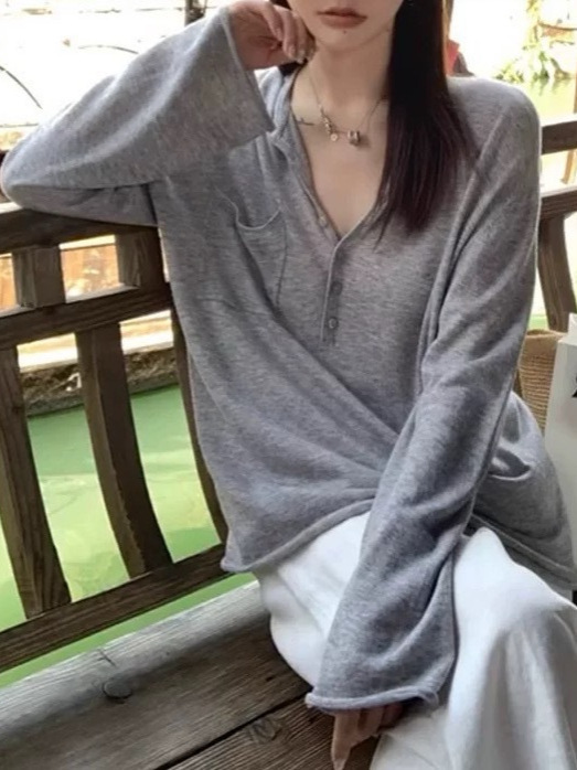 巨好看的防晒衣罩衫女薄款夏季穿搭宽松外穿灰色长袖t恤上衣|undefined
