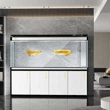 鱼缸客厅大型龙鱼缸超白玻璃水族箱底滤生态屏风免换