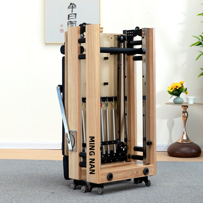 Cama de Pilates plegable, equipo de fitness para entrenamiento comercial en estudio de yoga, reformer.