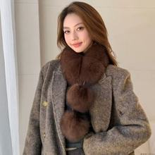 小雪球双面真毛毛皮草围巾狐狸毛配獭兔毛内里保暖可爱大毛球围脖