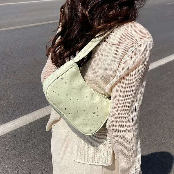 Cross-Border Sweet Korean-Style Large-Capacity Stylish Small Crossbody Bag for Daily Commuting, Star-Patterned Fabric Shoulder Underarm Bag