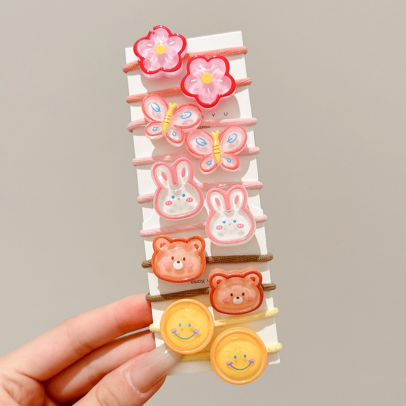 Las niñas atan el cabello, las bandas elásticas no dañan el cabello, la cuerda para la cabeza, los niños, los lindos anillos para el cabello de cristal de dibujos animados, 2025 nuevos accesorios para el cabello de las niñas