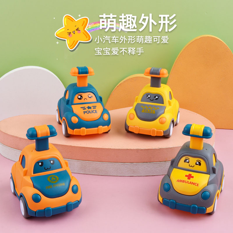 Niños prensa coche niños y niñas de dibujos animados inercia Tire hacia atrás coche de juguete kindergarten regalo del bebé puesto al por mayor