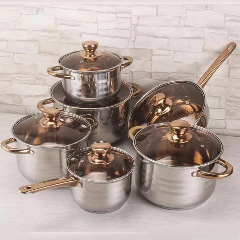 鍋セット厚さカバー12点セット鍋単柄ミルク鍋両耳スープ鍋cookware pots set|undefined